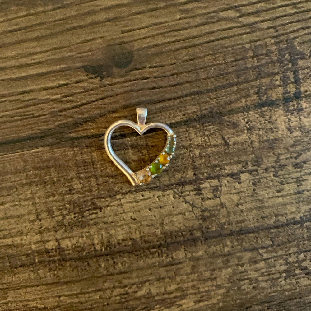 Heart shape with diamonds silver charm
